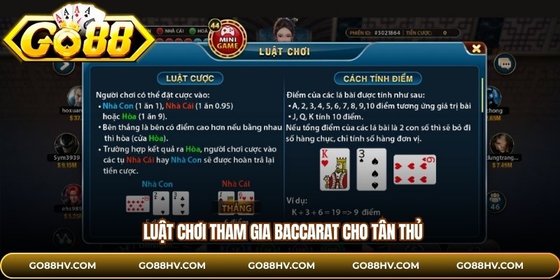 Luật tham gia baccarat cho tân thủ